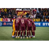 Detroit City FC huddle