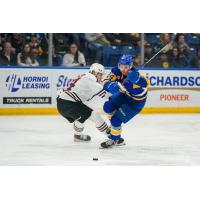 Saskatoon Blades defenceman Tanner Molendyk eyes the puck