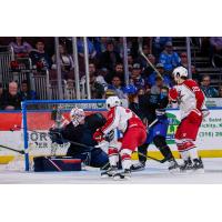 Allen Americans try to score against the Wichita Thunder