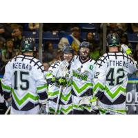 Saskatchewan Rush celebrate a goal