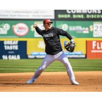 3B Josh Donaldson warming up with the Somerset Patriots