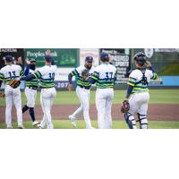 Everett AquaSox celebrate a win