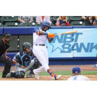 Ronny Mauricio of the Syracuse Mets at bat