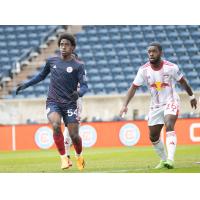 Chicago Fire FC II midfielder Lamonth Rochester (left) vs. New York Red Bulls II