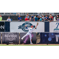 Tulsa Drillers outfielder Jonny DeLuca makes a catch