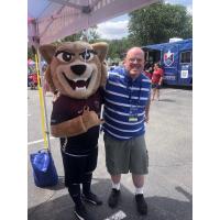 Writer Fran Stuchbury with North Carolina Courage Mascot Roary