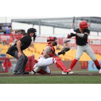 Florence Y'alls catcher Zade Richardson at the plate