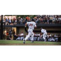 Mankato MoonDogs outfielder Easton Fritcher heads home