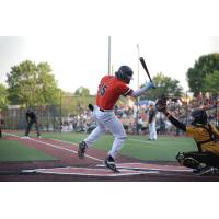 Mankato MoonDogs first baseman Kip Fougerousse avoids a pitch