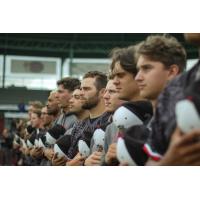 Wisconsin Rapids Rafters lined up for the National Anthem