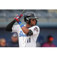 Biloxi Shuckers' Jackson Chourio at bat