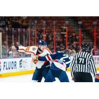 Greenville Swamp Rabbits' John Parker-Jones battles South Carolina Stingrays' Jacob Graves